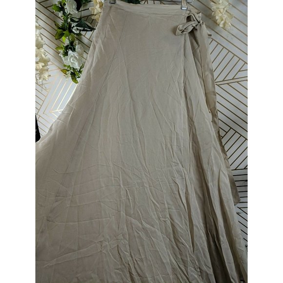 Reformation Wrap Maxi Skirt Tan Size Large Viscose - Picture 9 of 10